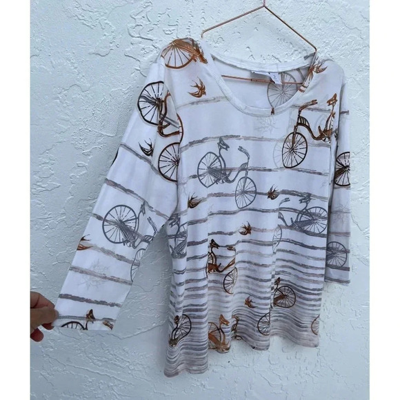 Weekends By Chicos Womens Pullover 3/4 Sleeve Motorcycle Top Blouse Sz 3 - Picture 4 of 9